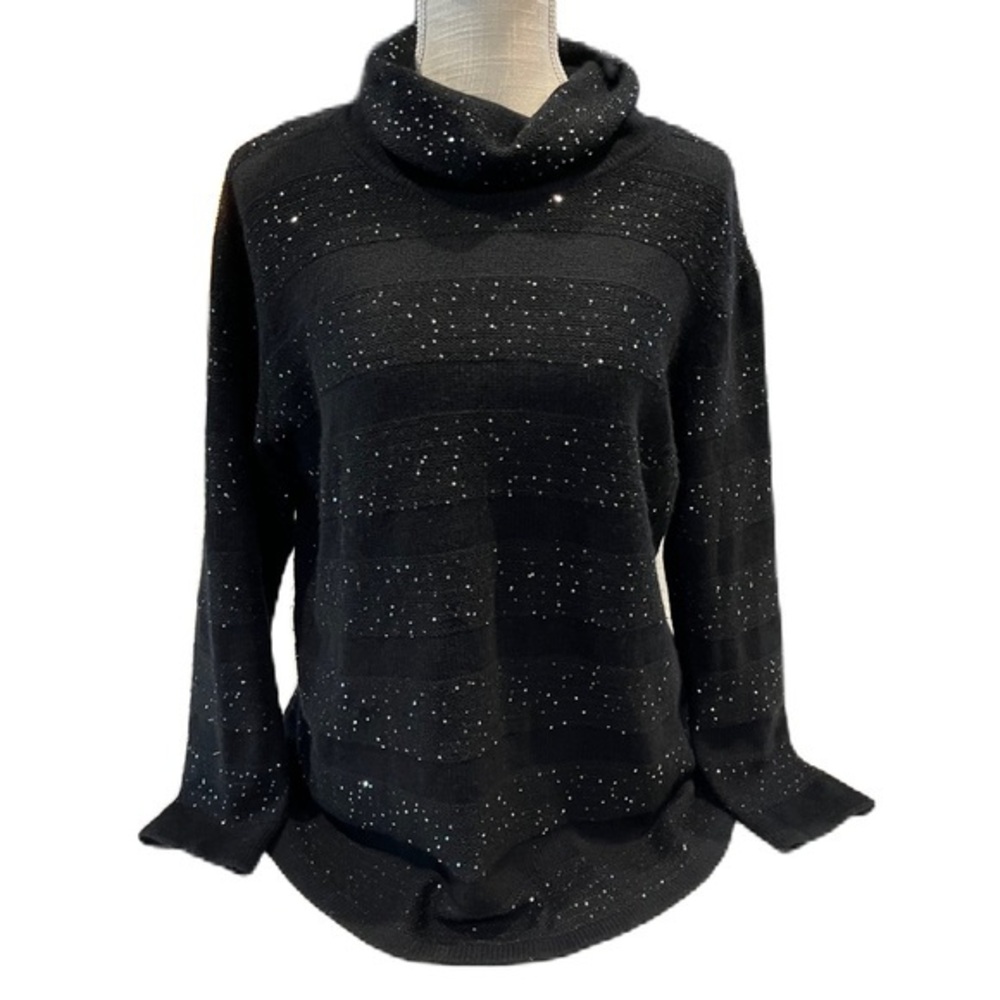 Vintage Black Speckled Cowl Neck Sweater